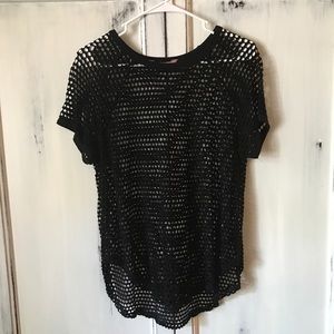 Black mesh netted shirt
